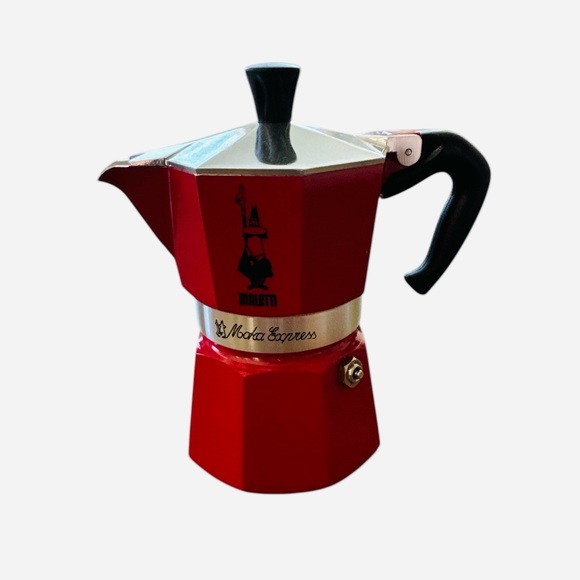 Bialetti Red Moka Express 3 Cup Stovetop Espresso Maker 3 Cups 4.4 Ounce New - Picture 3 of 11
